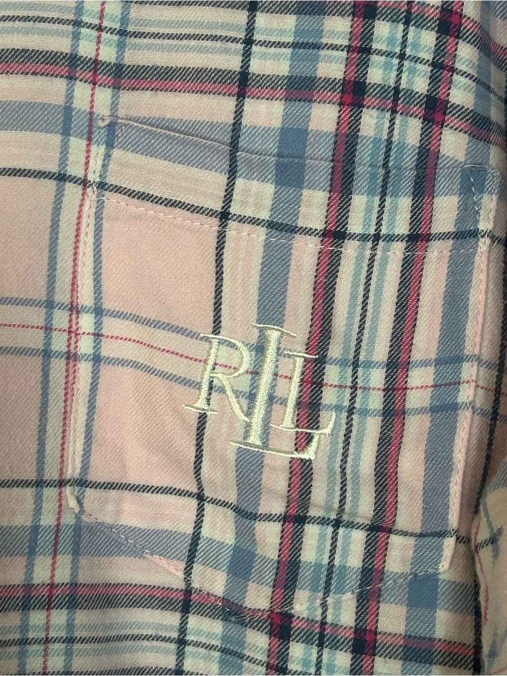 Lauren Ralph Lauren Pink Plaid Sleep Shirt Embroidered Preppy XL Cotton Classic - Picture 8 of 12